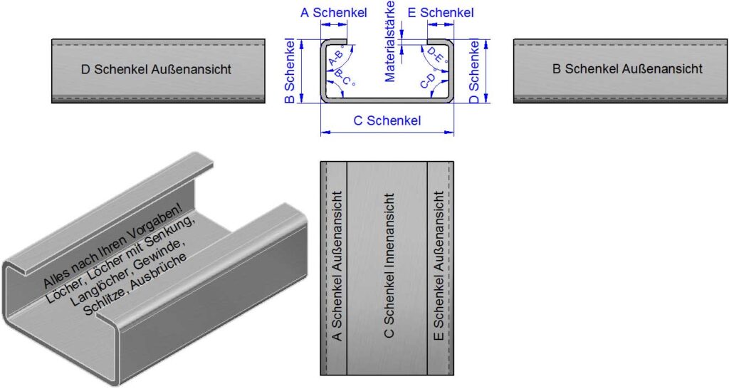 C-Winkel, C-Kantbleche, C-Profile nach Maß