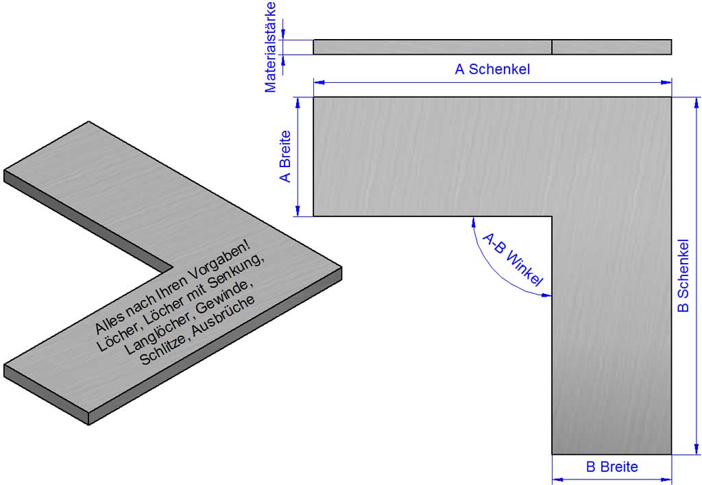 Eck-Flachwinkel, Metallwinkel flach nach Maß